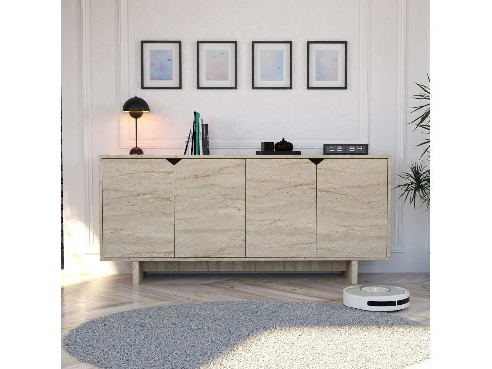Anrichte aus Holz "Turan" - 180 x 40 x 81 cm - Travertin