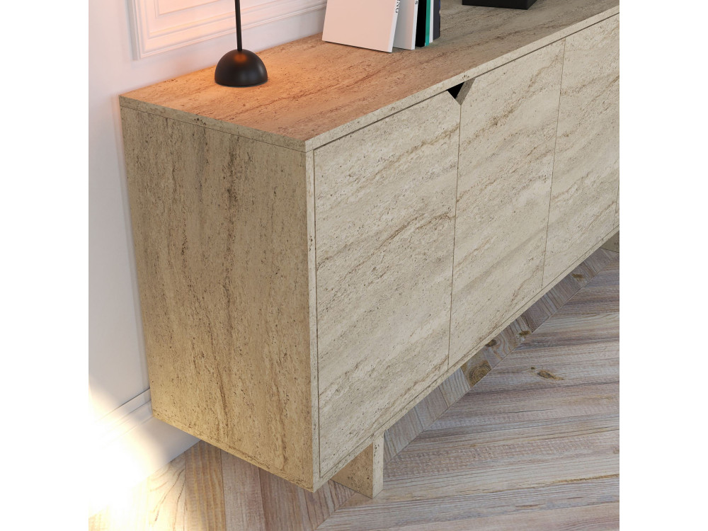Anrichte aus Holz "Turan" - 180 x 40 x 81 cm - Travertin