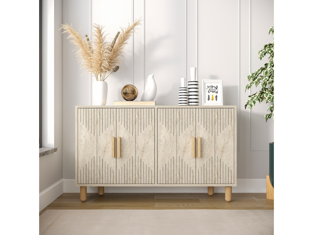 Anrichte aus Holz "Roger" - 120 x 30 x 74 cm - Travertin