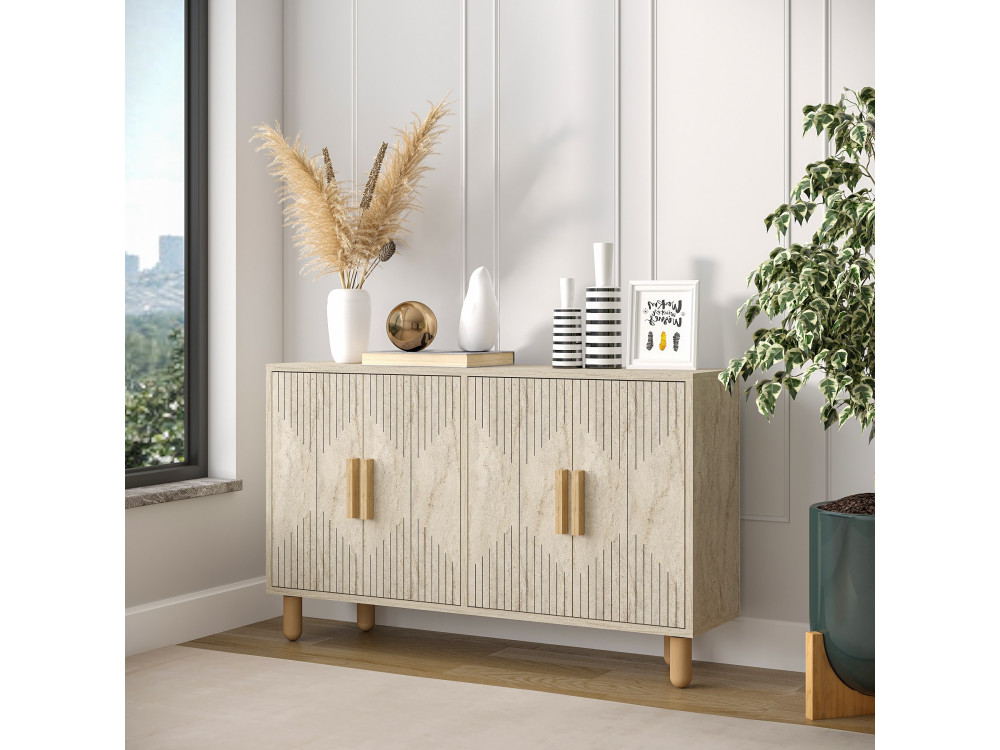 Anrichte aus Holz "Roger" - 120 x 30 x 74 cm - Travertin