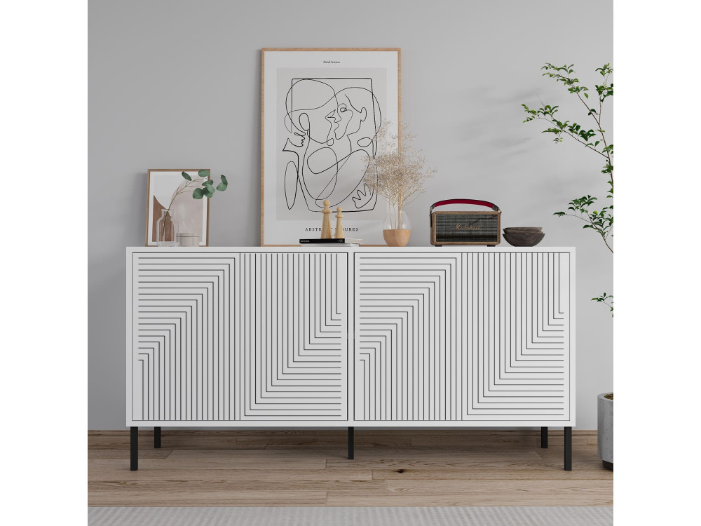 Holzbuffet "Evolet" - 150 x 36 x 75 cm - Weiß