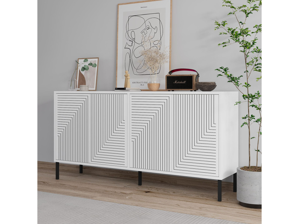 Holzbuffet "Evolet" - 150 x 36 x 75 cm - Weiß