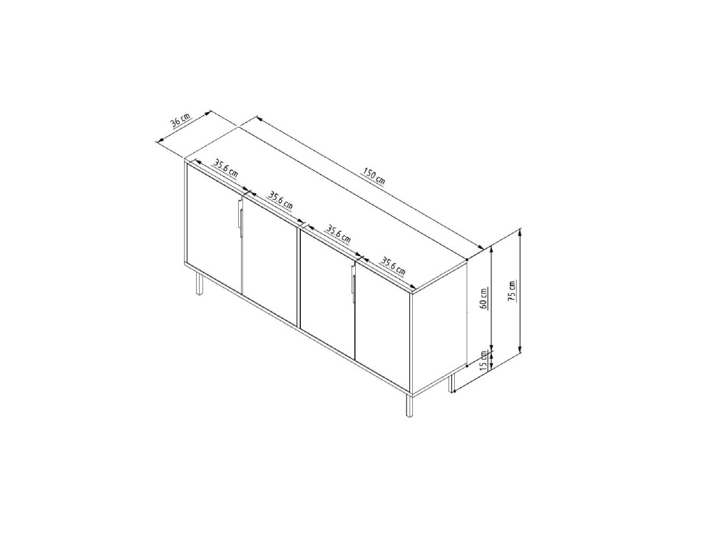 Holzbuffet "Evolet" - 150 x 36 x 75 cm - Weiß