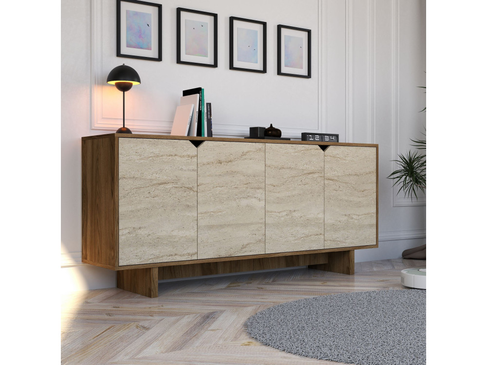Holzsideboard „Istemi“ – 180 x 40 x 81 cm – Travertin