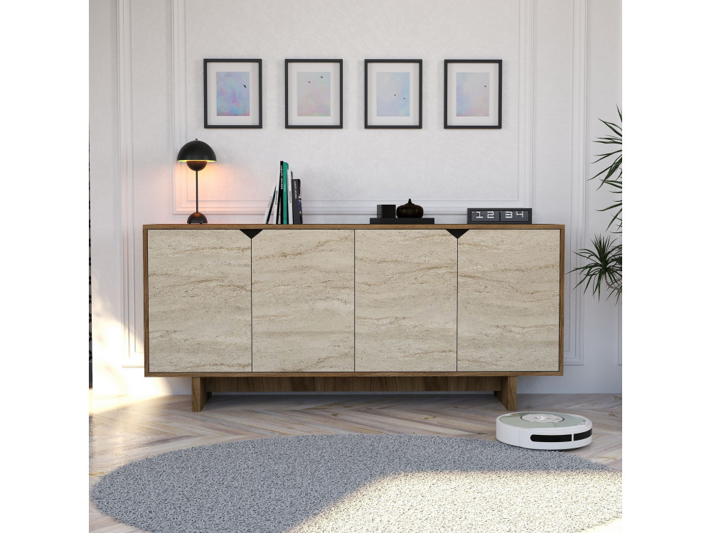 Holzsideboard „Istemi“ – 180 x 40 x 81 cm – Travertin