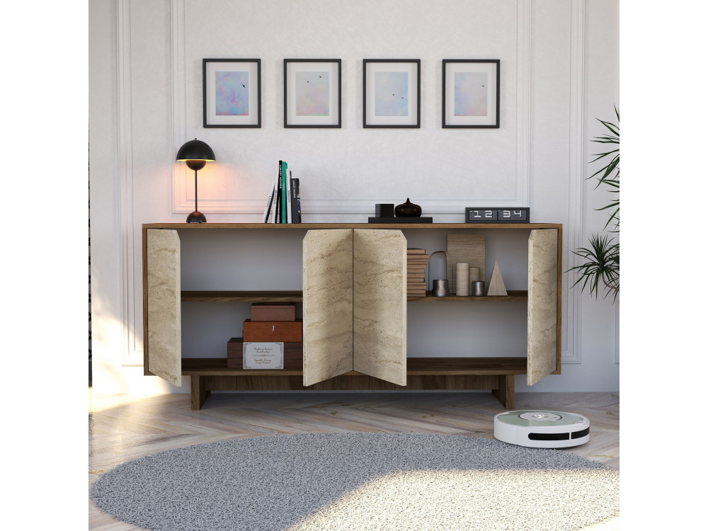 Holzsideboard „Istemi“ – 180 x 40 x 81 cm – Travertin