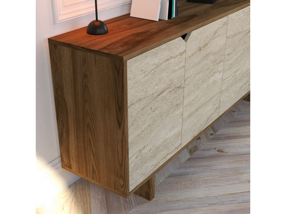 Holzsideboard „Istemi“ – 180 x 40 x 81 cm – Travertin