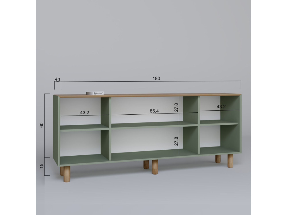 Holzbuffet "Bohem" - 180 x 40 x 75 cm - Grün