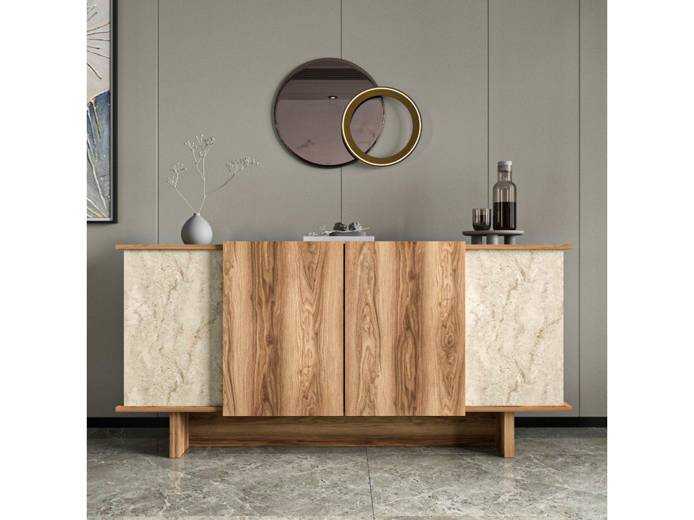 Anrichte aus Holz "Diana" - 180 x 40 x 81 cm - Travertin