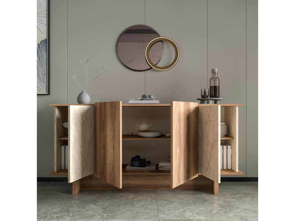 Anrichte aus Holz "Diana" - 180 x 40 x 81 cm - Travertin