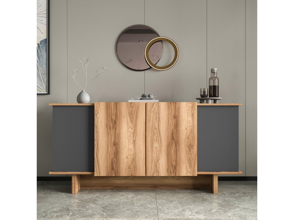 Holzanrichte "Diana" - 180 x 40 x 81 cm - Anthrazitgrau