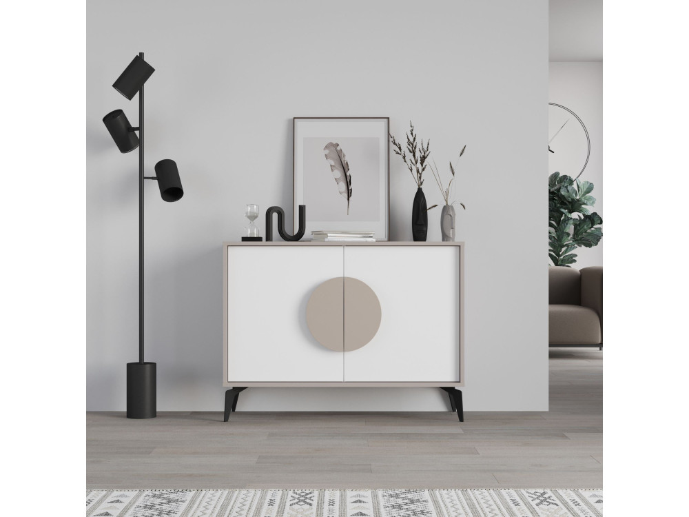 Holzbuffet "Gora" - 110 x 36 x 82 cm - Leichtes Mokka
