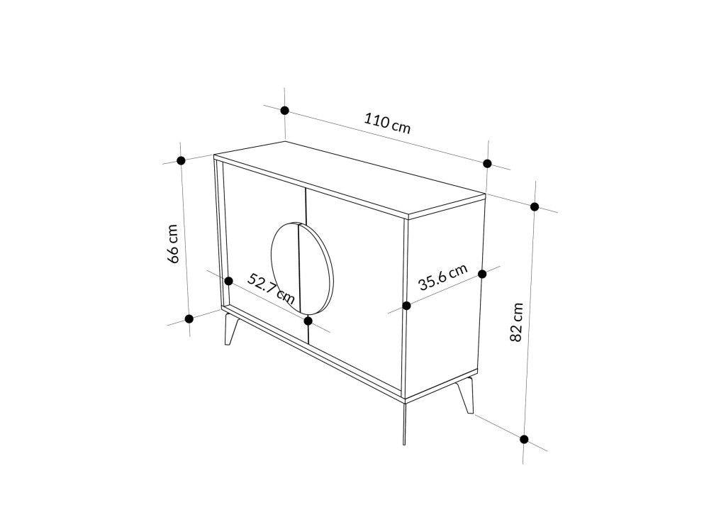 Holzbuffet "Gora" - 110 x 36 x 82 cm - Leichtes Mokka