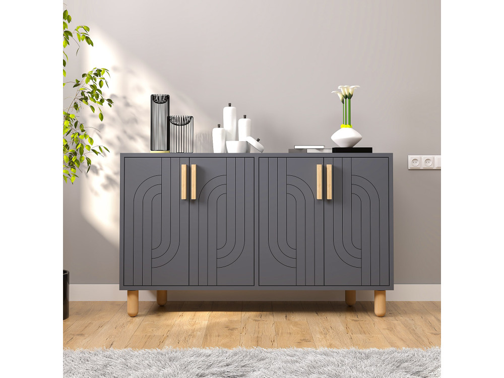 Holzbuffet "Rodney" - 120 x 30 x 74 cm - Anthrazitgrau