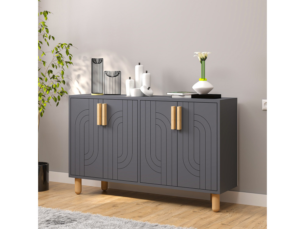 Holzbuffet "Rodney" - 120 x 30 x 74 cm - Anthrazitgrau