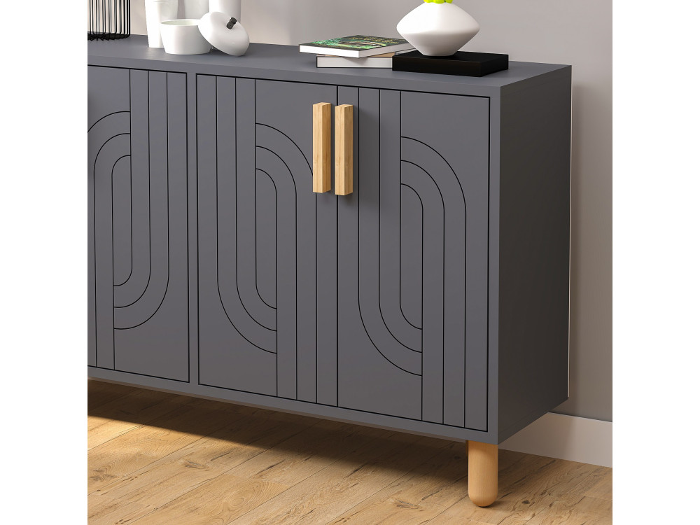 Holzbuffet "Rodney" - 120 x 30 x 74 cm - Anthrazitgrau