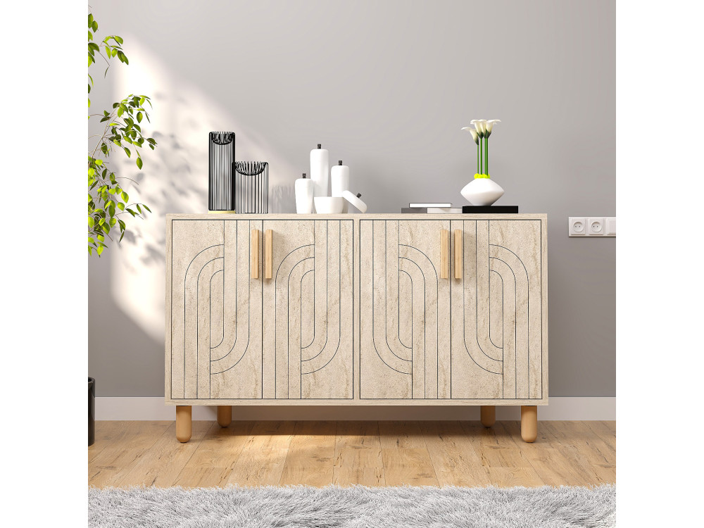 Anrichte aus Holz "Rodney" - 120 x 30 x 74 cm - Travertin