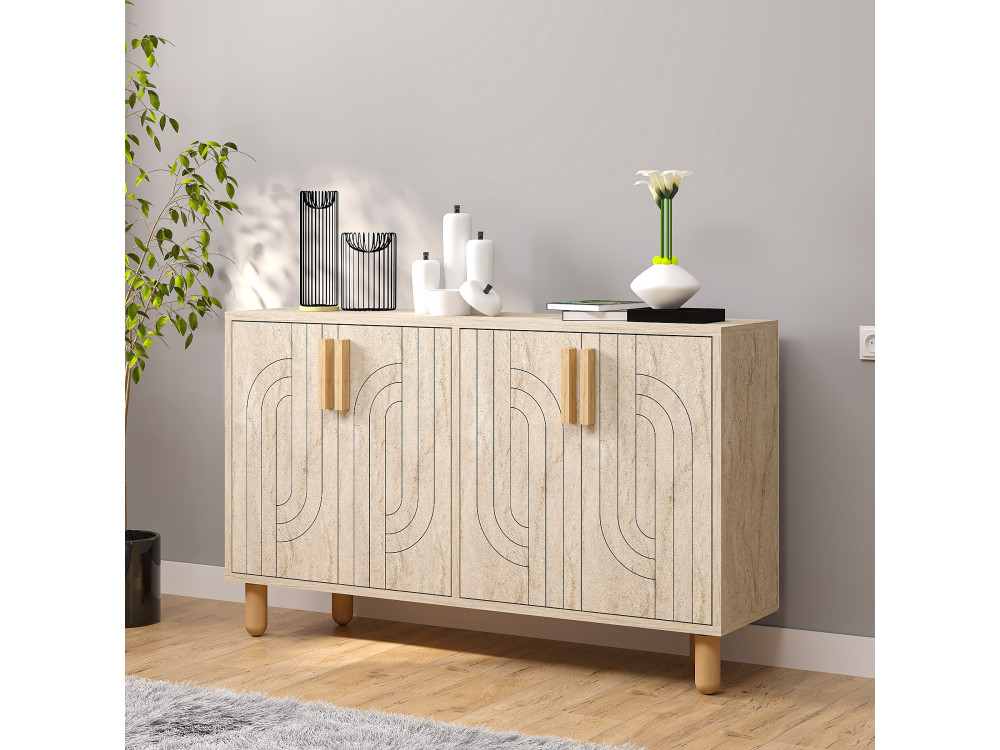 Anrichte aus Holz "Rodney" - 120 x 30 x 74 cm - Travertin