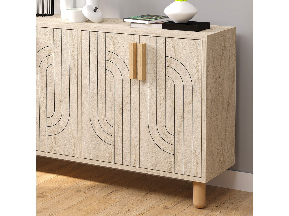 Anrichte aus Holz "Rodney" - 120 x 30 x 74 cm - Travertin