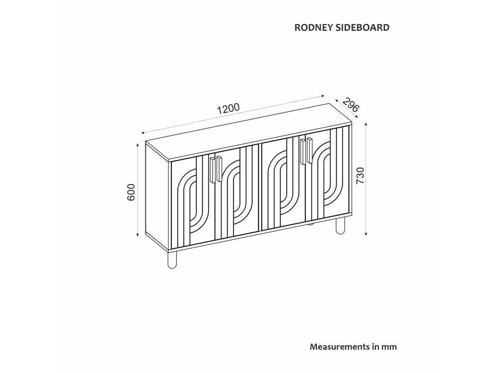Anrichte aus Holz "Rodney" - 120 x 30 x 74 cm - Travertin