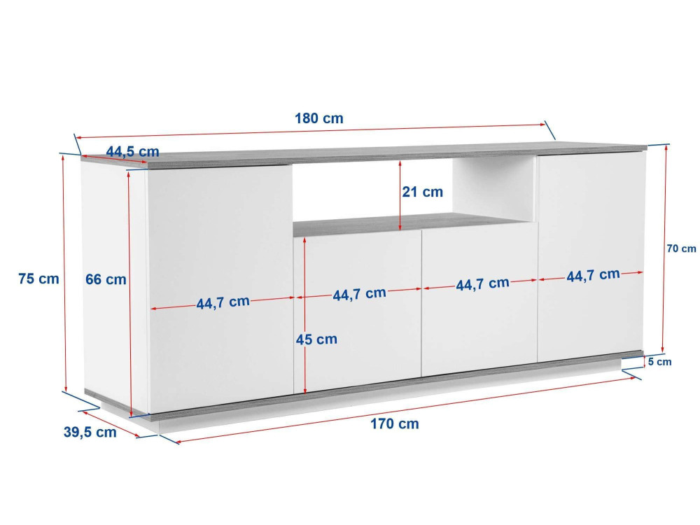 Holzkonsole "Arista" 180 x 44,5 x 75 cm - Vison