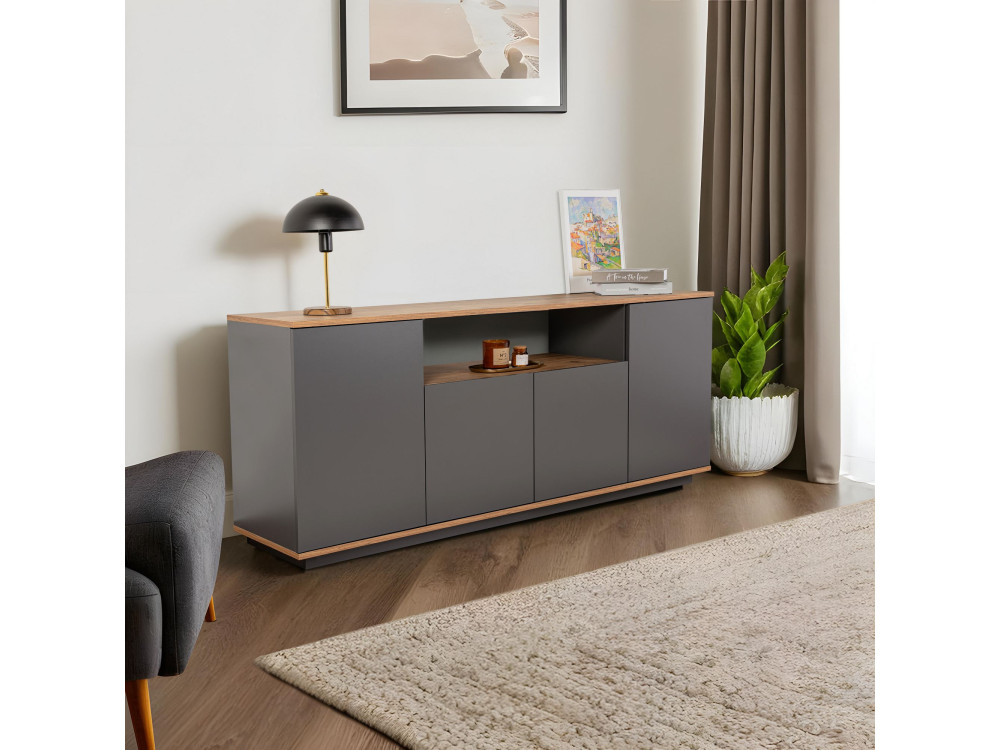 Holzanrichte "Arista" - 180 x 44 x 75 cm - Anthrazitgrau