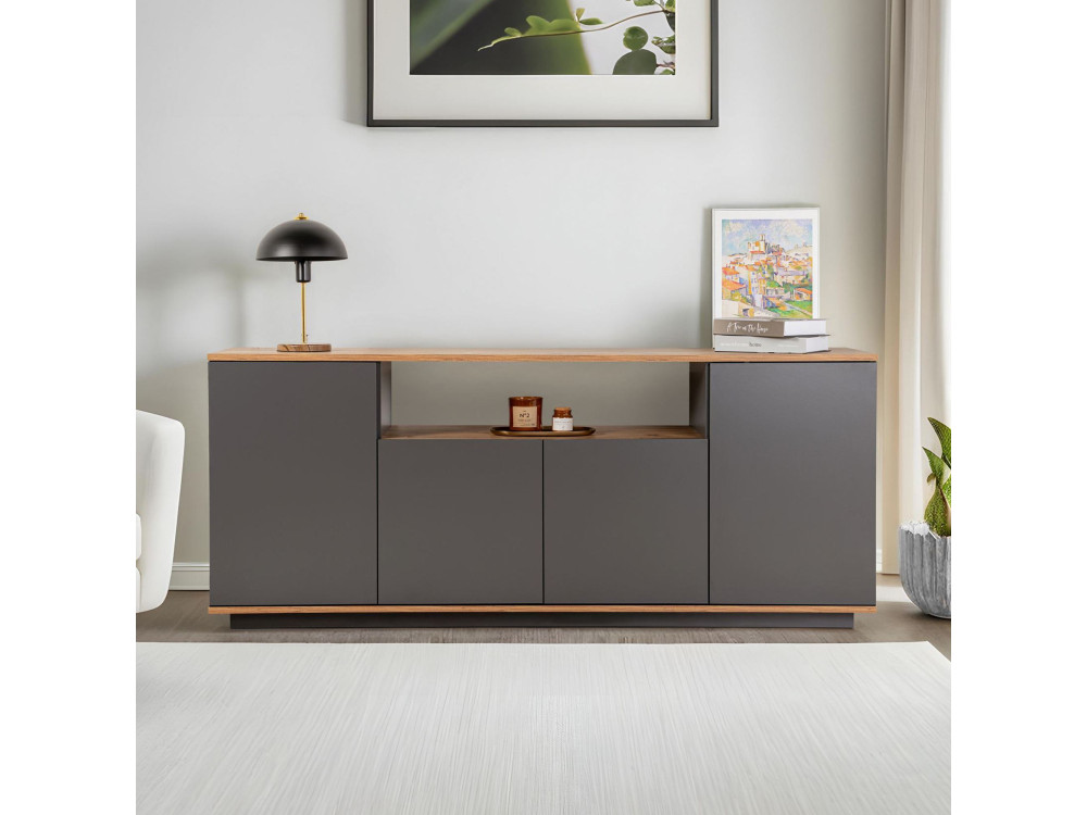 Holzanrichte "Arista" - 180 x 44 x 75 cm - Anthrazitgrau
