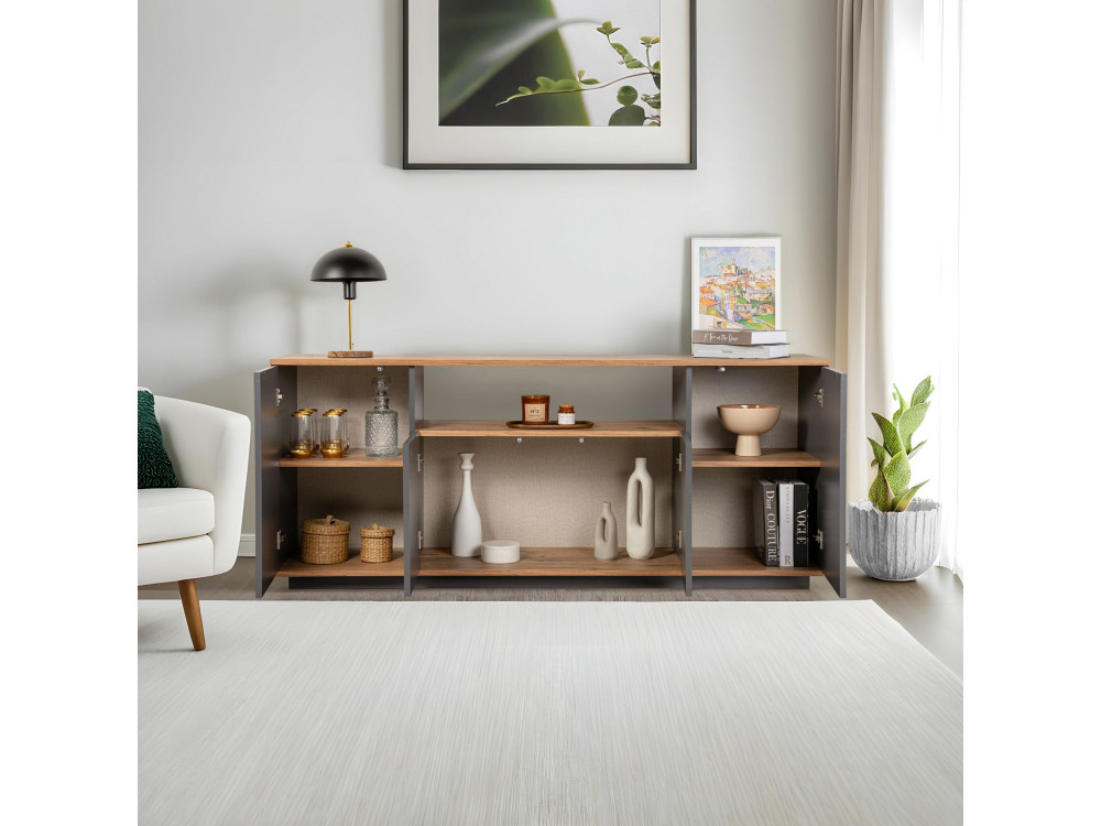 Holzanrichte "Arista" - 180 x 44 x 75 cm - Anthrazitgrau