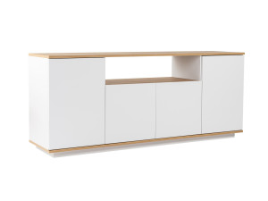 Holzbüffet "Arista" - 180 x 44.5 x 75 cm - Weiß / Eiche Cadiz