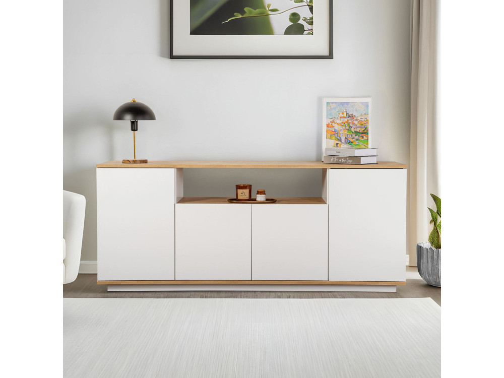 Holzbüffet "Arista" - 180 x 44.5 x 75 cm - Weiß / Eiche Cadiz