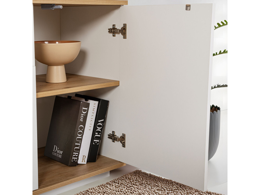Holzbüffet "Arista" - 180 x 44.5 x 75 cm - Weiß / Eiche Cadiz
