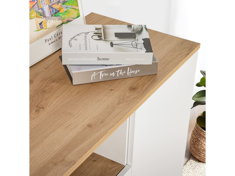Holzbüffet "Arista" - 180 x 44.5 x 75 cm - Weiß / Eiche Cadiz