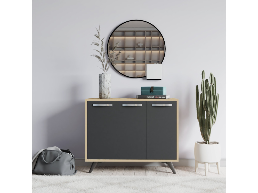 Anrichte aus Holz "Piffa" - 100 x 35 x 82 cm - Anthrazitgrau