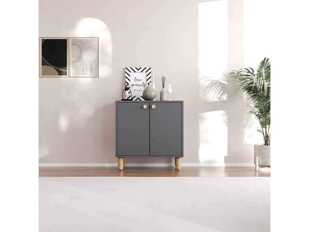 Holzanrichte "Lina" - 72 x 36 x 73 cm - Anthrazitgrau