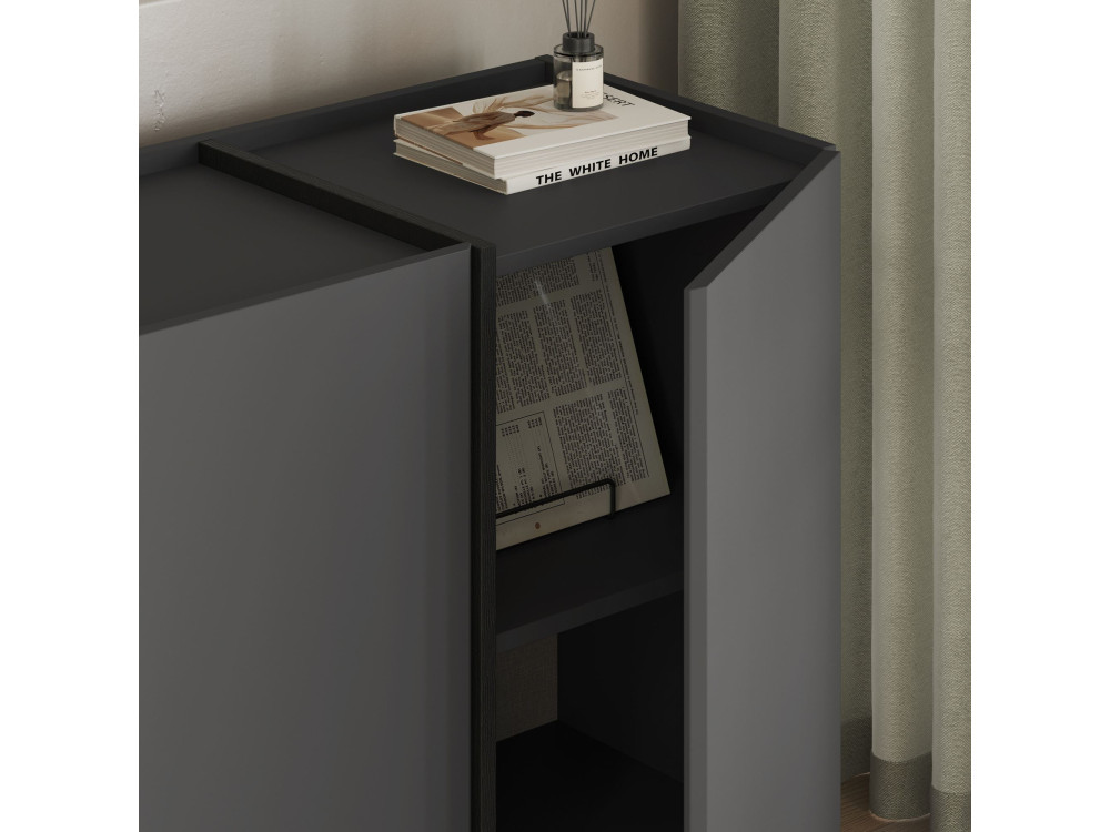 Holzbuffet "Dorma" - 180 x 45 x 80 cm - Anthrazit / Schwarz