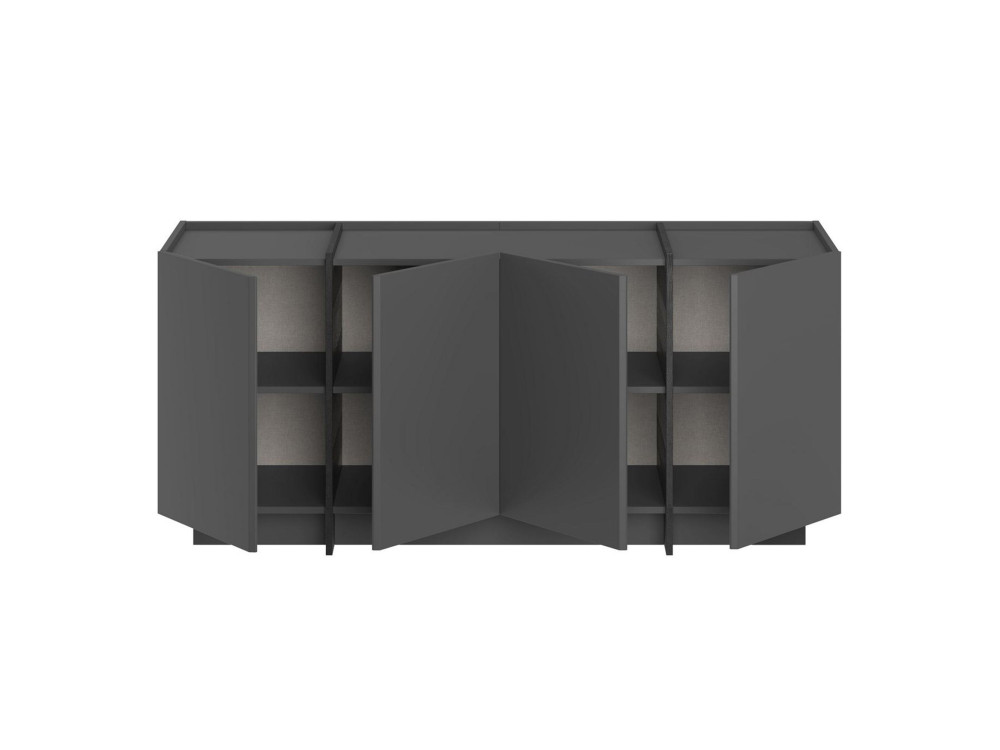 Holzbuffet "Dorma" - 180 x 45 x 80 cm - Anthrazit / Schwarz