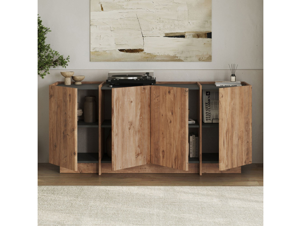 Holzanrichte "Dorma" - 180 x 45 x 80 cm - Atlantikkiefer / Anthrazit