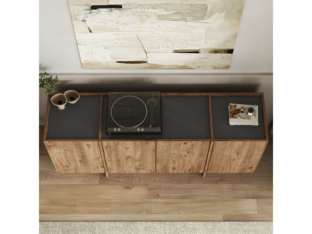 Holzanrichte "Dorma" - 180 x 45 x 80 cm - Atlantikkiefer / Anthrazit