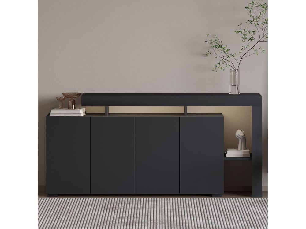 Holzanrichte "Beliz" - 170 x 35 x 80 cm - Anthrazit
