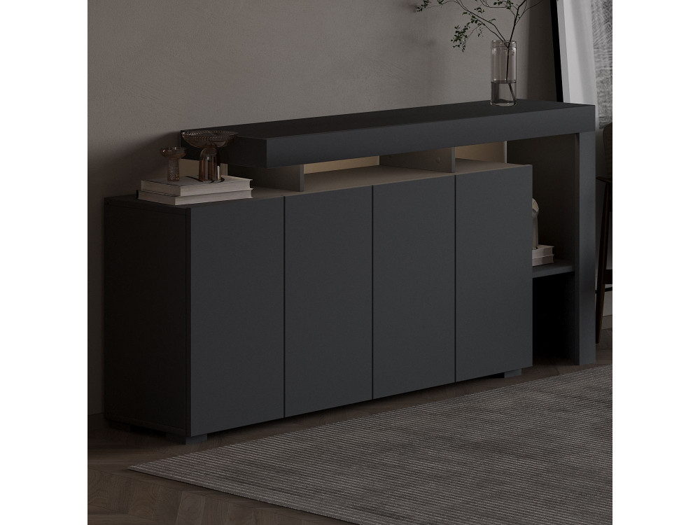 Holzanrichte "Beliz" - 170 x 35 x 80 cm - Anthrazit