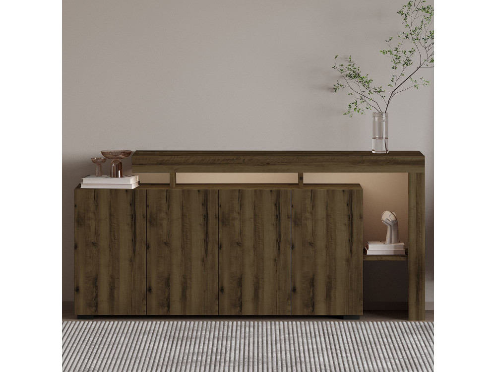 Holzanrichte "Beliz" - 170 x 35 x 80 cm - Nussbaum Antik