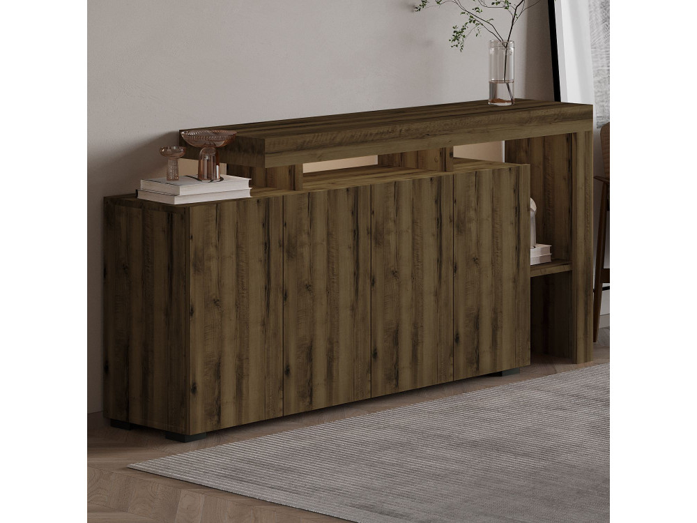 Holzanrichte "Beliz" - 170 x 35 x 80 cm - Nussbaum Antik