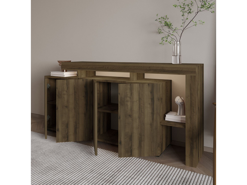 Holzanrichte "Beliz" - 170 x 35 x 80 cm - Nussbaum Antik