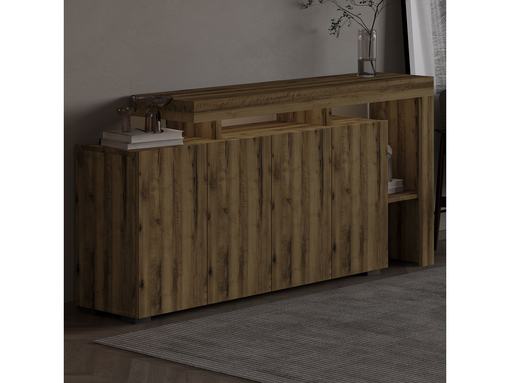 Holzanrichte "Beliz" - 170 x 35 x 80 cm - Nussbaum Antik