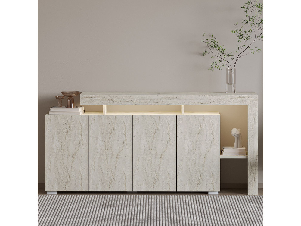 Anrichte aus Holz "Beliz" - 170 x 35 x 80 cm - Travertin