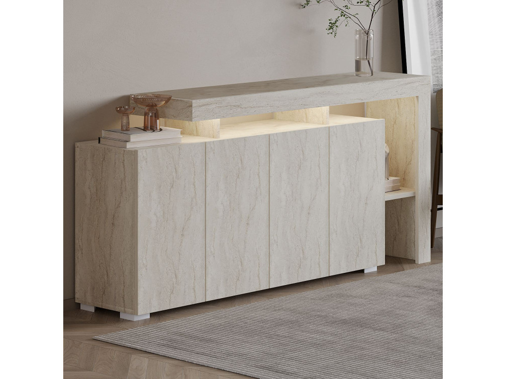 Anrichte aus Holz "Beliz" - 170 x 35 x 80 cm - Travertin