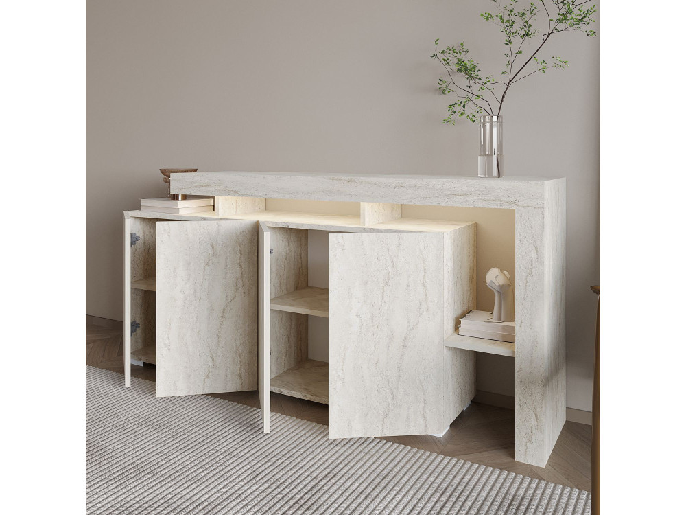 Anrichte aus Holz "Beliz" - 170 x 35 x 80 cm - Travertin