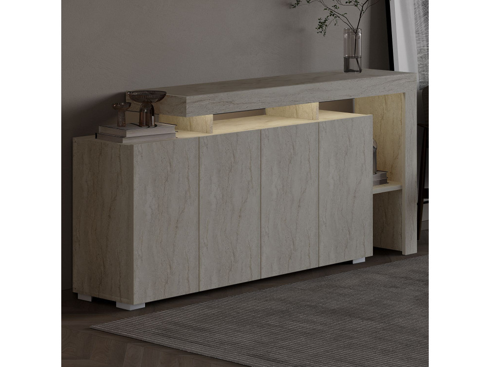 Anrichte aus Holz "Beliz" - 170 x 35 x 80 cm - Travertin