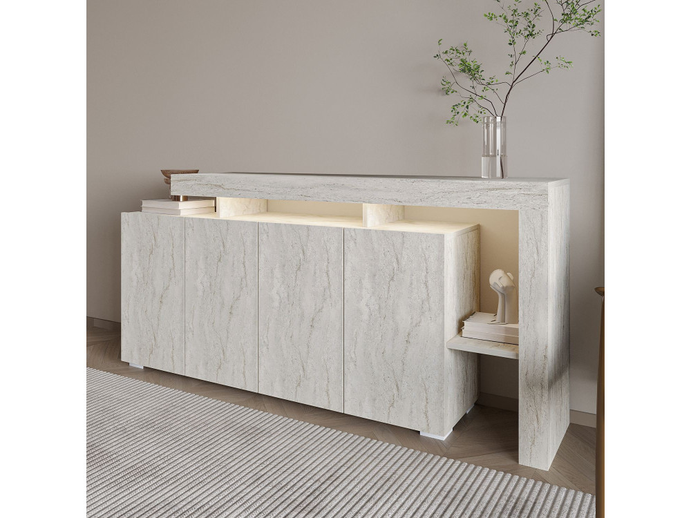 Anrichte aus Holz "Beliz" - 170 x 35 x 80 cm - Travertin