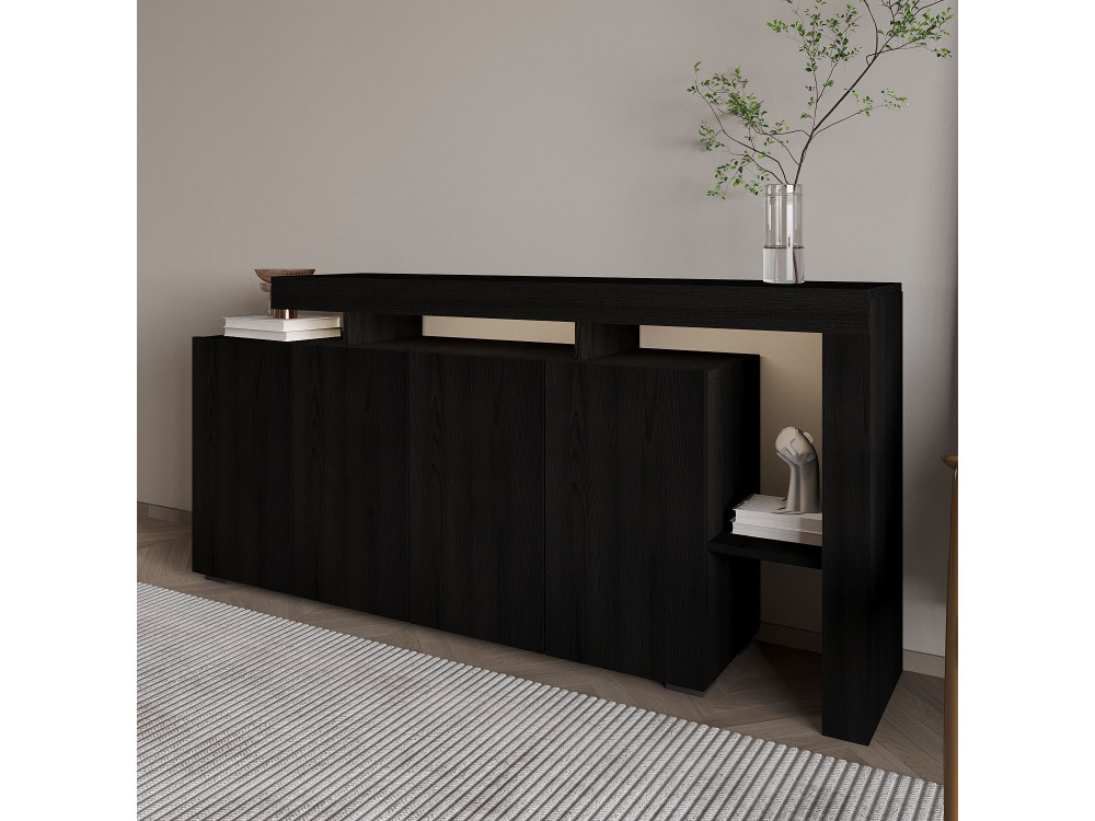 Holzanrichte "Beliz" - 170 x 35 x 80 cm - Holz Schwarz